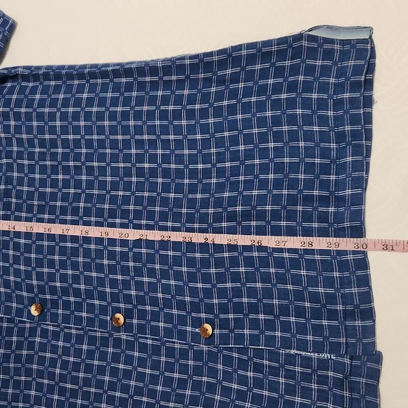 TOMMY BAHAMA SHIRT MENS L/G HAWAIIAN BUTTON BLUE CHECK SILK BLEND CAMP C… - Picture 7 of 10